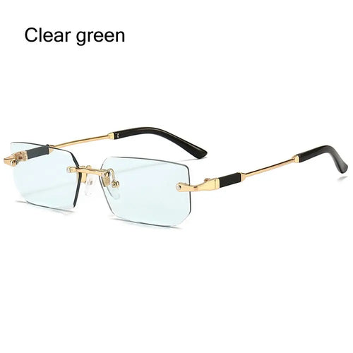 UV400 Rimless Rectangle Sunglasses Fashion Y2K Frameless Sun Glasses - Jeetskee