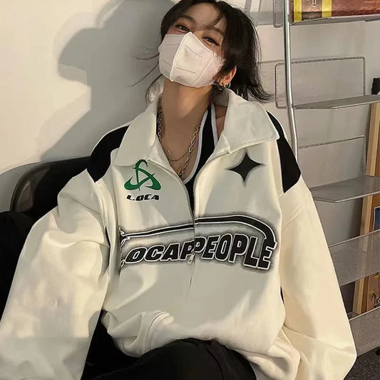 2023 Vintage Oversized Women Sweatshirts Grunge Y2k Korean Streetwear - Jeetskee