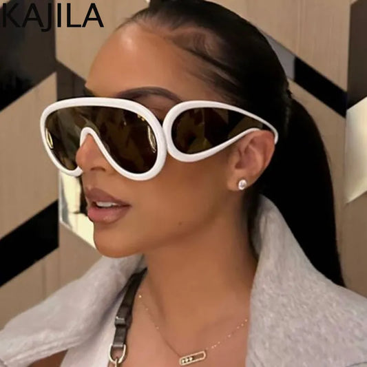 Oversized Y2K Punk One-Piece Sunglasses Women Sports Wave Mask Sun - Jeetskee