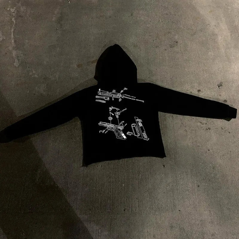Y2k Women's Hoodie Long Sleeve Pullover Oversize Streetwear - Jeetskee