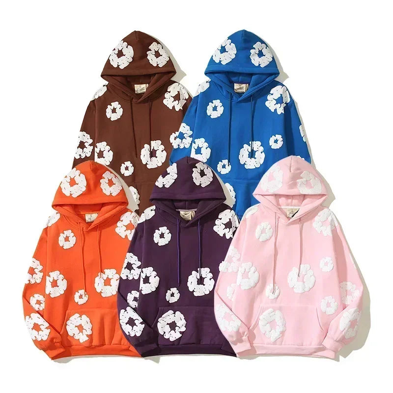 Wreath Hoodies Y2k Men Streetwear 3D Foam Cotton Women Sweatshrts - Jeetskee