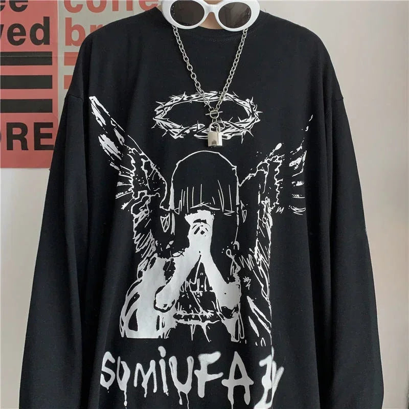 T Shirt for Men Men Long Sleeve T-shirt Unisex Print Hip-pop High - Jeetskee