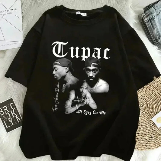 Kawaii T-shirt Rapper Tupac Tops Hip Hop Streetwear Y2K Tops Funny - Jeetskee