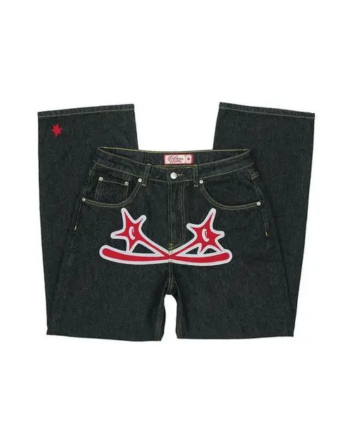 Y2k Men Retro Harajuku Clothing 2023 New Baggy Casual Wide Leg Jeans - Jeetskee