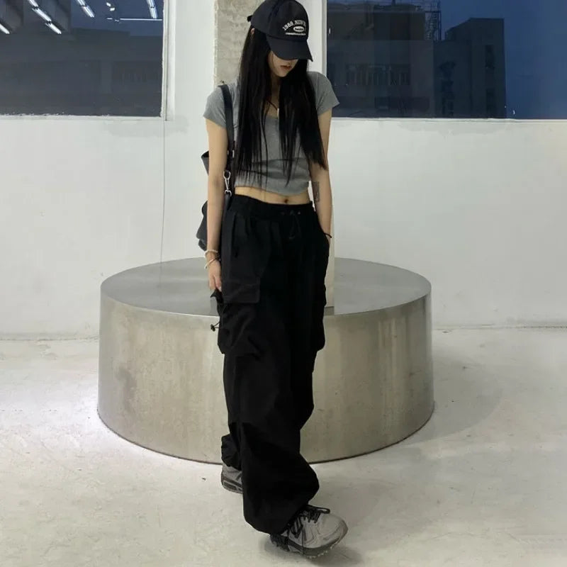 Pants Women Pockets Harajuku Oversized Cargo Parachute Streetwear - Jeetskee