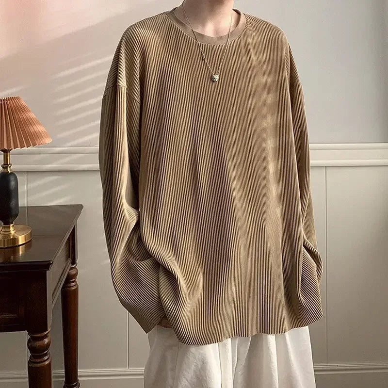 Men's Clothing Stripe Oversize Top Big Size T Shirt for Man Plain - Jeetskee