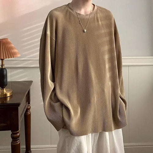 Men's Clothing Stripe Oversize Top Big Size T Shirt for Man Plain - Jeetskee