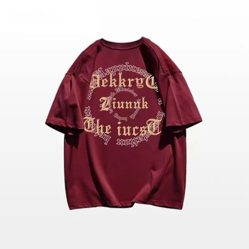 Men's T-shirt Loose Alphabet Tops Oversized Male Tees Shirts Hip Hop - Jeetskee