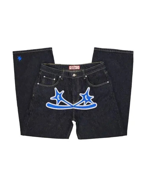 Y2k Men Retro Harajuku Clothing 2023 New Baggy Casual Wide Leg Jeans - Jeetskee