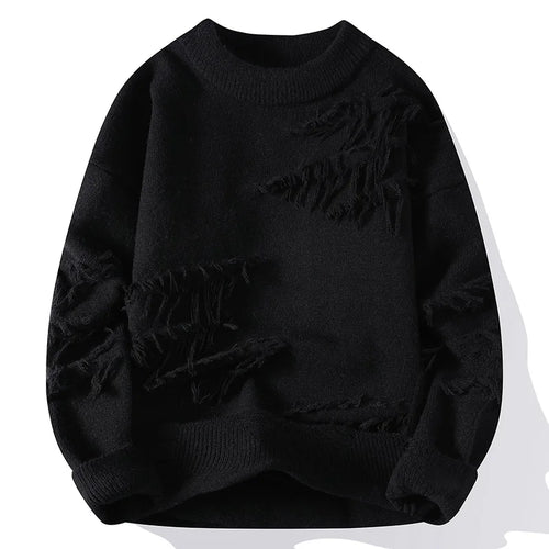 Korean Fashion O Neck Knit Sweater for Men Autumn Winter Harajuku - Jeetskee