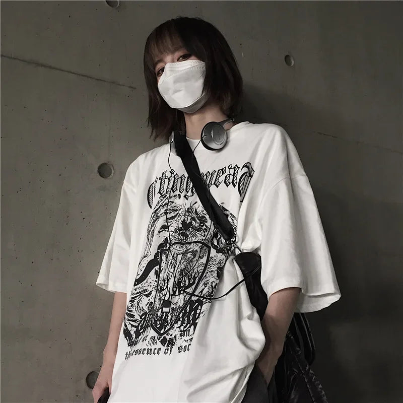 T Shirt for Men Dark Print T-shirts Men's clothing Gothic Fashion - Jeetskee