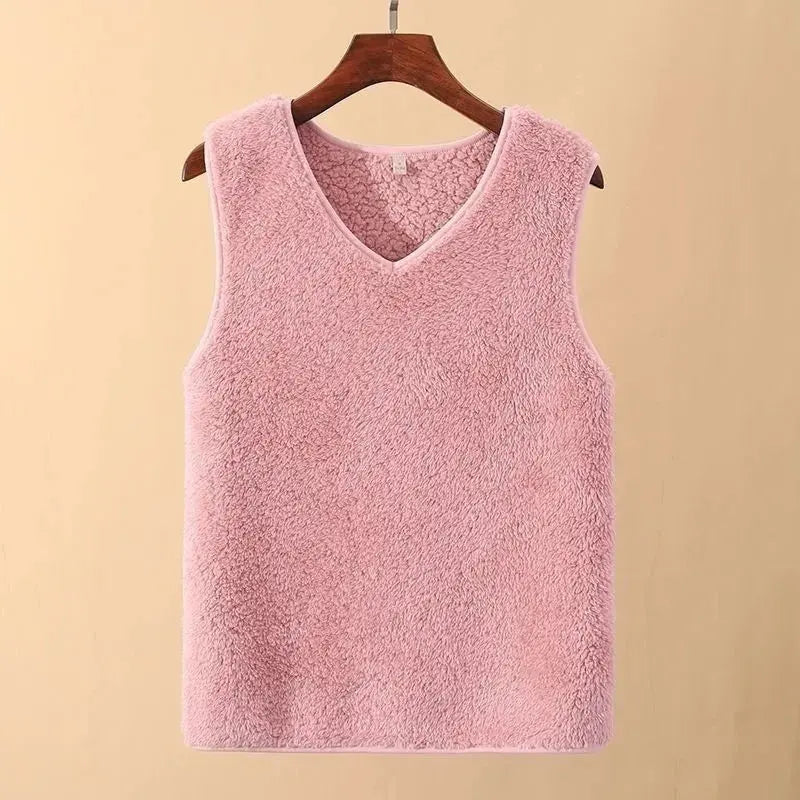 Winter New thick Warm Comfort V-neck Vest Plus Velvet Plus Large  Back - Jeetskee