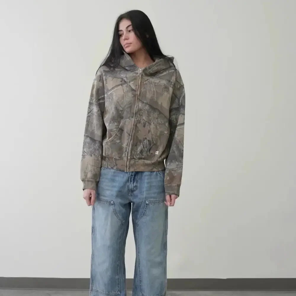 Harajuku Streetwear Y2k Hoodie Zipper Jacket Oversized High Street - Jeetskee