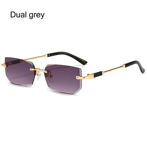 UV400 Rimless Rectangle Sunglasses Fashion Y2K Frameless Sun Glasses - Jeetskee