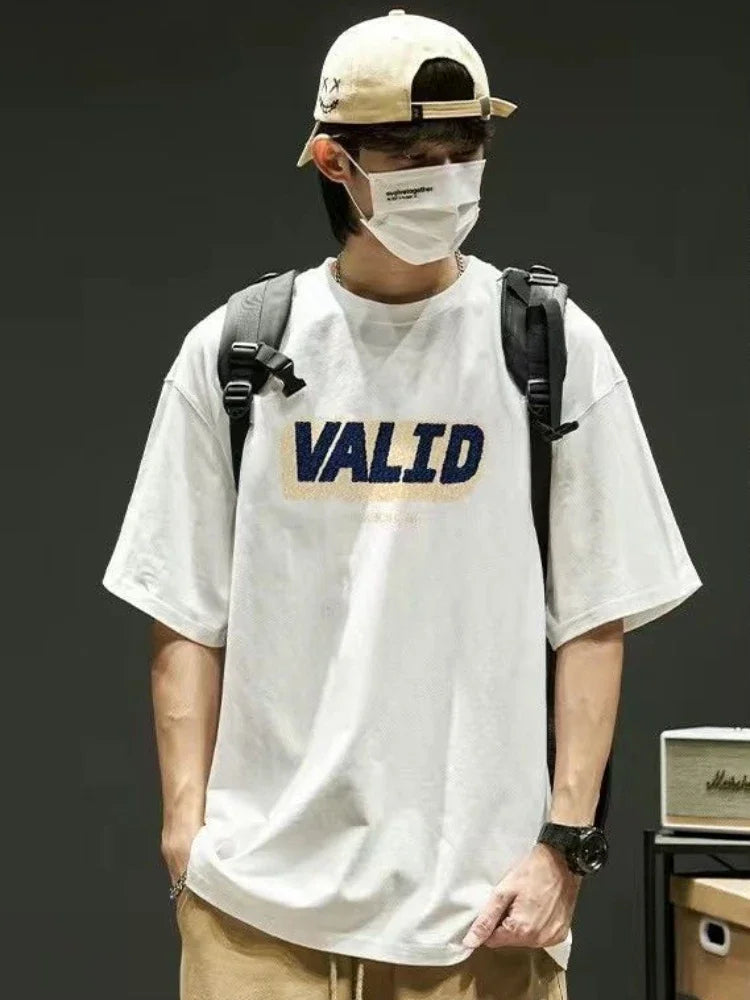 Tops Loose Male Tees Shirts Print Men's T-shirt Blue Baggy Graphic - Jeetskee
