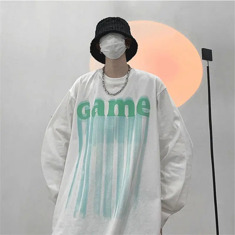 Tops Baggy T Shirts for Men White Male Clothes Printed It Winter High - Jeetskee