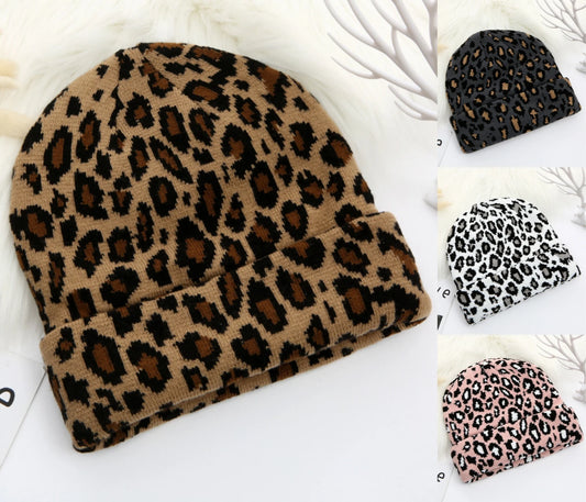Leopard Print Jacquard Brimless Casual Hat Y2K Fashion Autumn and - Jeetskee