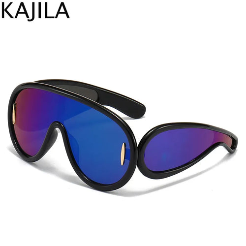 Oversized Y2K Punk One-Piece Sunglasses Women Sports Wave Mask Sun - Jeetskee
