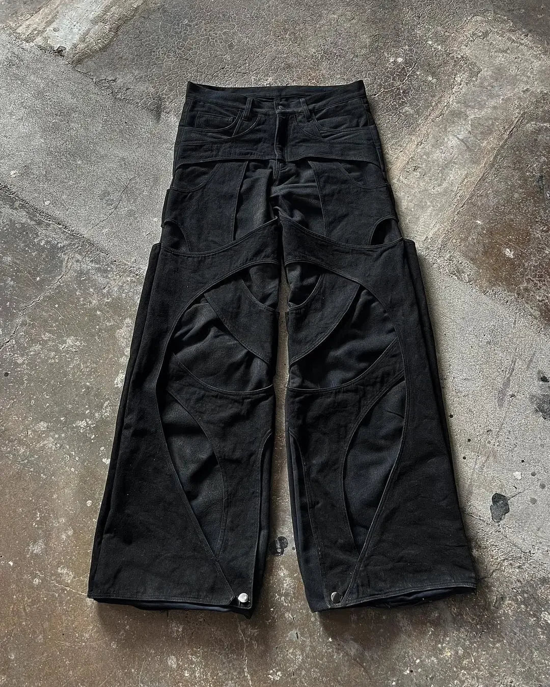 2024 New Gothic Retro Jeans for Men Wide Leg Straight Black Y2k Baggy - Jeetskee