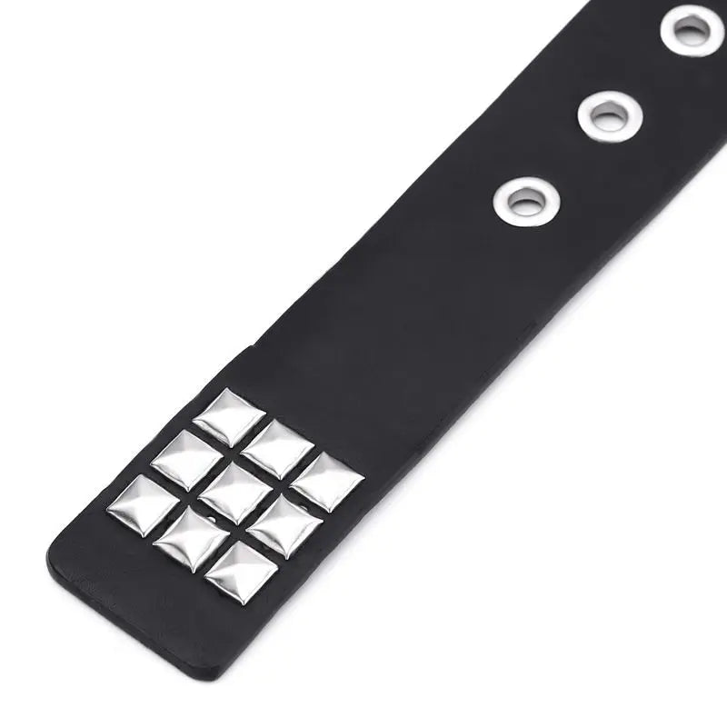2024 New Square Bead Rivet Belt Metal Pyramid Belt Men and Women Punk - Jeetskee