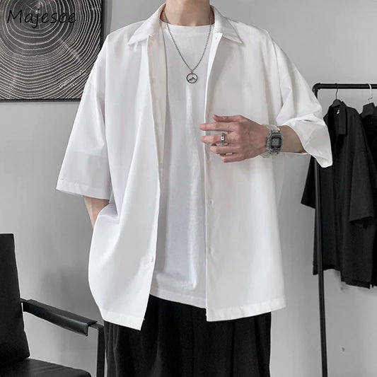 Half Sleeve Shirts Men Clothing All-match Ulzzang Fashion Students - Jeetskee