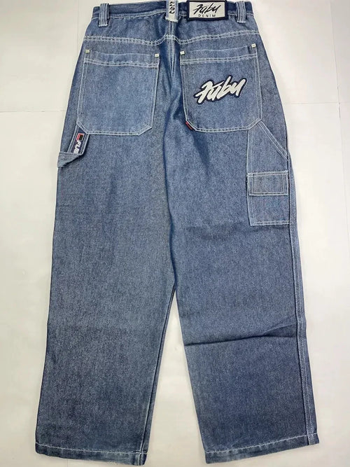 New Harajuku Fashion Cargo Pants Women FUBU Jeans Y2k Baggy Jeans - Jeetskee