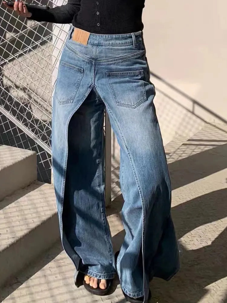 Trashy Y2K Style New Rock Hip Hop Baggy Wide Leg Jeans Pants Women 90S - Jeetskee
