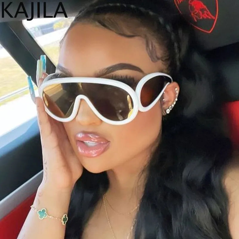 Oversized Y2K Punk One-Piece Sunglasses Women Sports Wave Mask Sun - Jeetskee