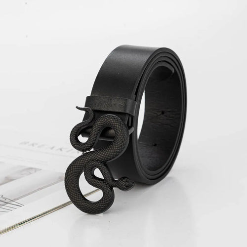 Street Punk Black Snake Buckle Belt for Men and Women Universal Korean - Jeetskee