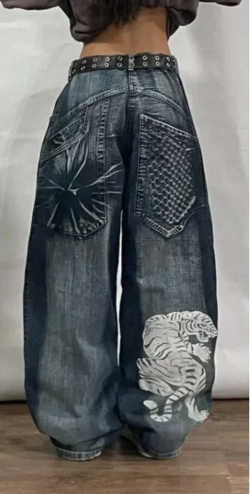 2024 New American Harajuku Retro Straight High Waist Y2K Street Style - Jeetskee