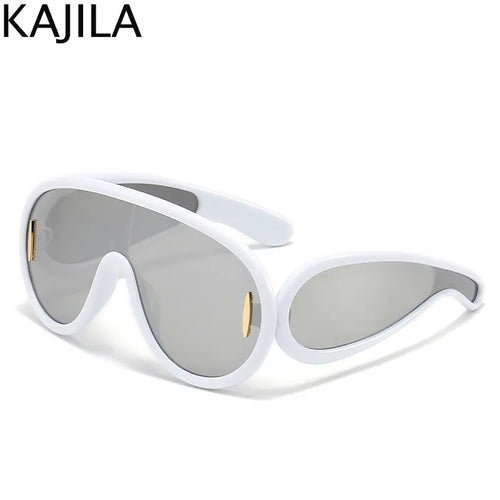 Oversized Y2K Punk One-Piece Sunglasses Women Sports Wave Mask Sun - Jeetskee