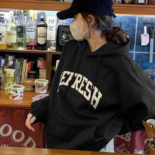 Rimocy Autumn Winter Printed Hoodie Women Korean FashionThicken Hooded - Jeetskee