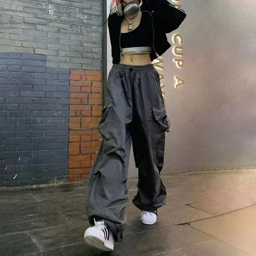 Pants Women Pockets Harajuku Oversized Cargo Parachute Streetwear - Jeetskee