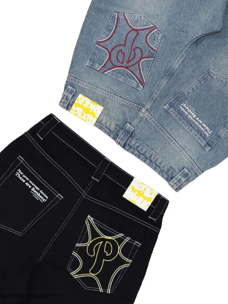 Y2k Men Retro Harajuku Clothing 2023 New Baggy Casual Wide Leg Jeans - Jeetskee