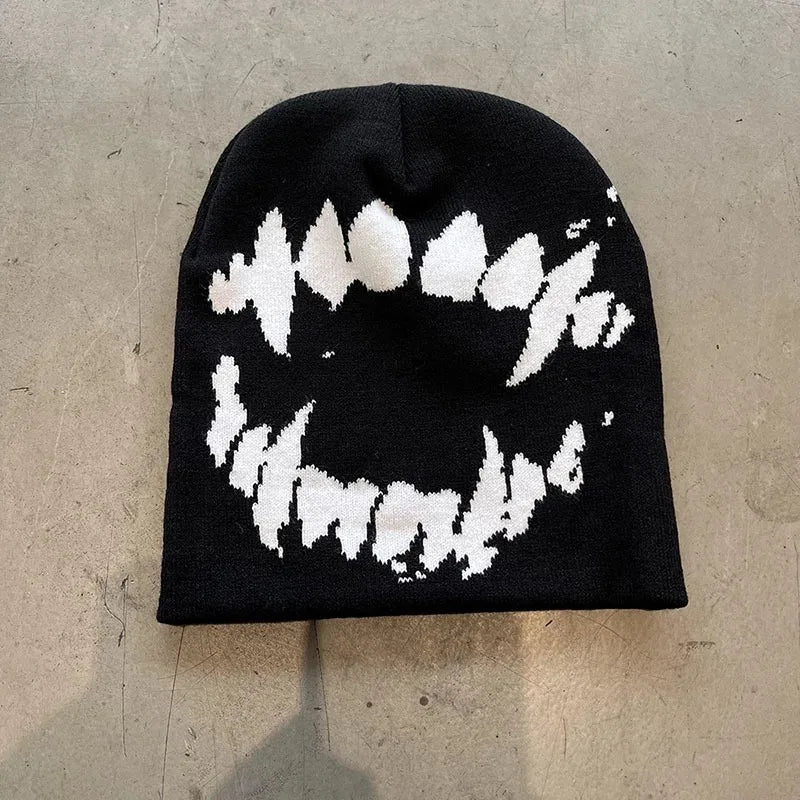 Women Hat Knitting Beanies Goth Tooth Caps Men Y2k Streetwear Winter - Jeetskee