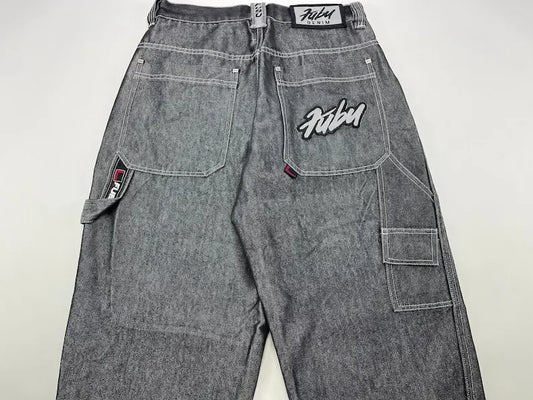 New Harajuku Fashion Cargo Pants Women FUBU Jeans Y2k Baggy Jeans - Jeetskee