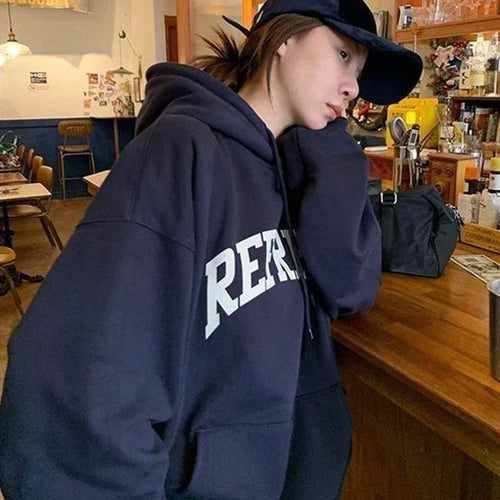 Rimocy Autumn Winter Printed Hoodie Women Korean FashionThicken Hooded - Jeetskee