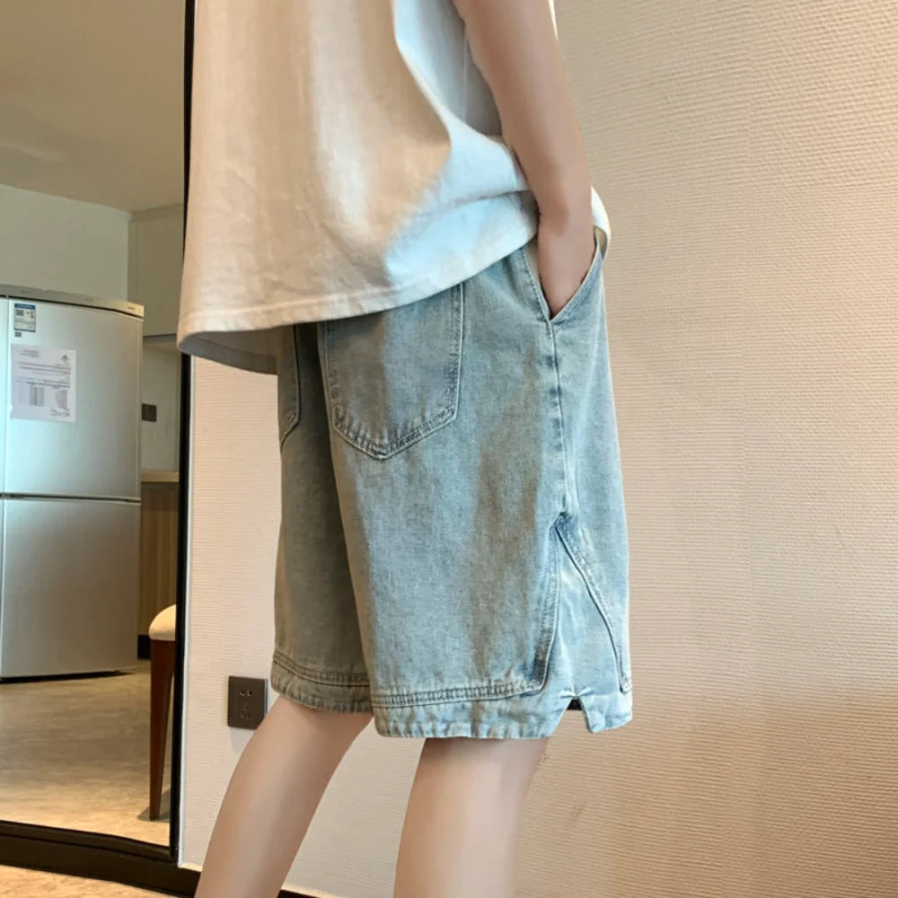 Summer Men's Fashion Pocket Baggy Jeans Shorts Loose Straight Capris - Jeetskee