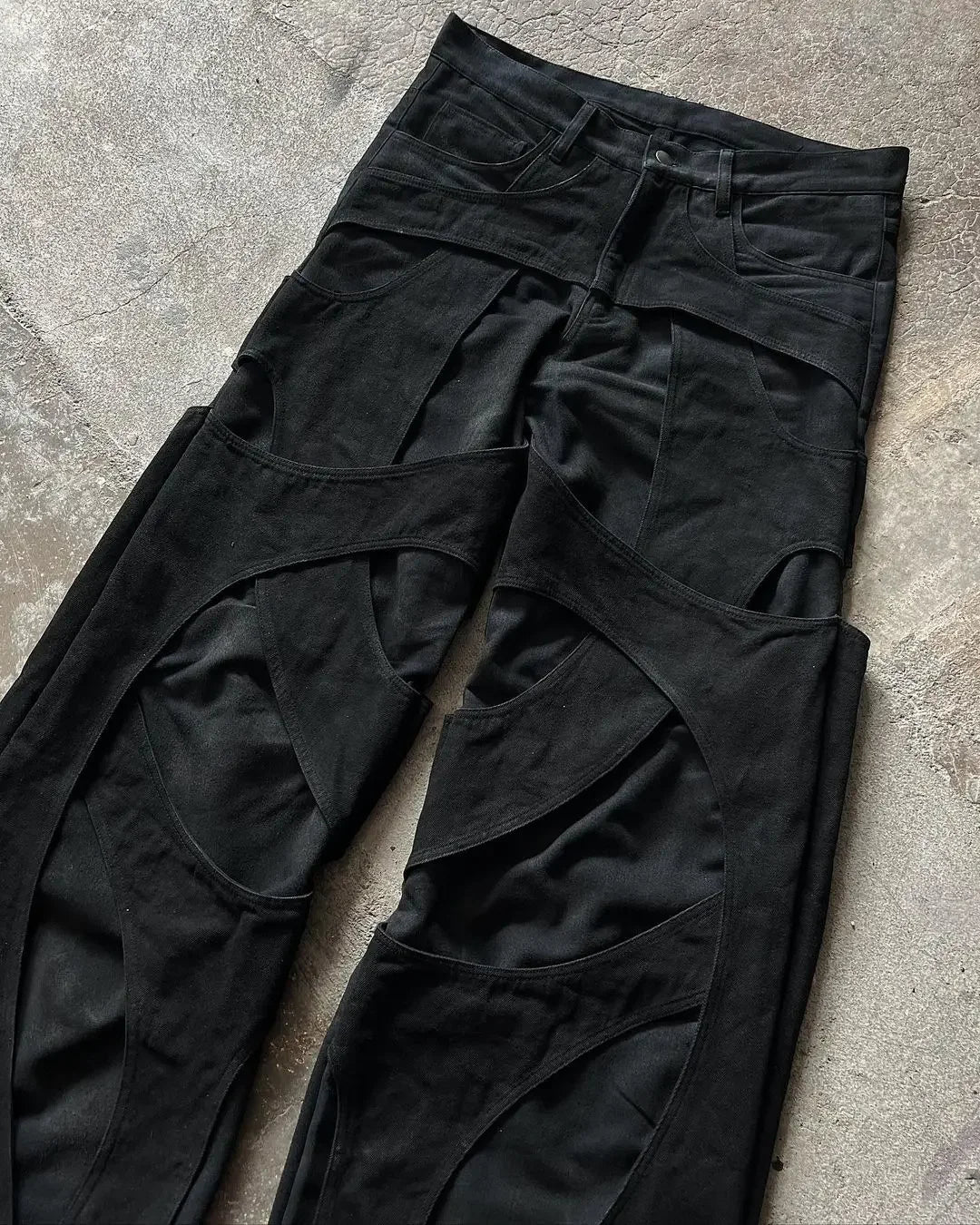 2024 New Gothic Retro Jeans for Men Wide Leg Straight Black Y2k Baggy - Jeetskee