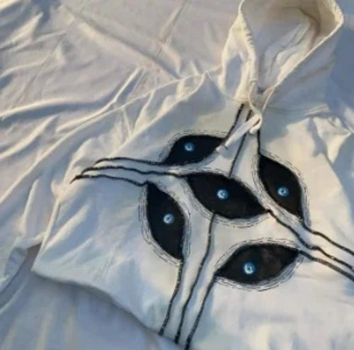 Gothic Punk Eye Pattern Patchwork Hoodies Women Y2k Top New Retro - Jeetskee