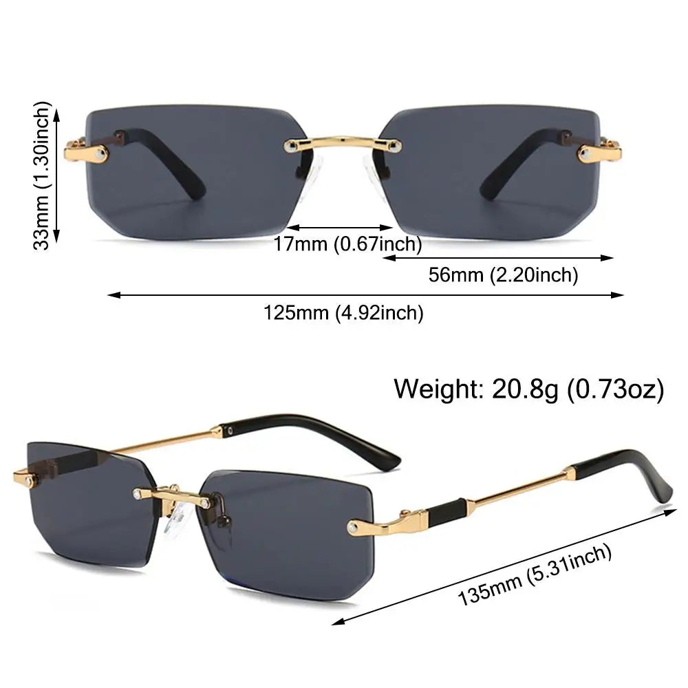 UV400 Rimless Rectangle Sunglasses Fashion Y2K Frameless Sun Glasses - Jeetskee