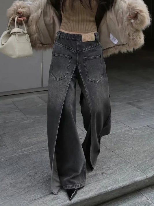 Trashy Y2K Style New Rock Hip Hop Baggy Wide Leg Jeans Pants Women 90S - Jeetskee