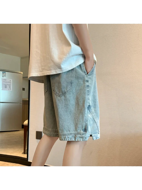 Summer Men's Fashion Pocket Baggy Jeans Shorts Loose Straight Capris - Jeetskee