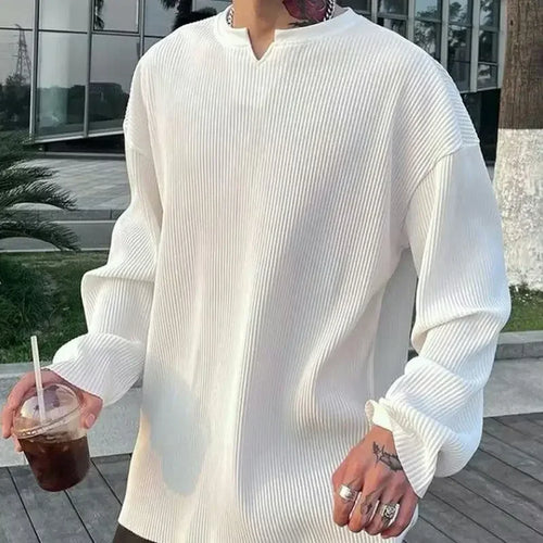 Tops Plain Baggy Male Clothes Unicolor Big Size T Shirts for Men V - Jeetskee