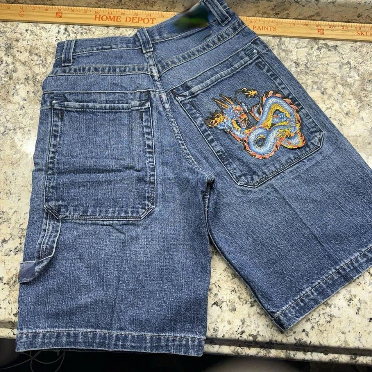 Hip Hop Denim Shorts Summer Baggy Vintage Jean Shorts China Dragon - Jeetskee