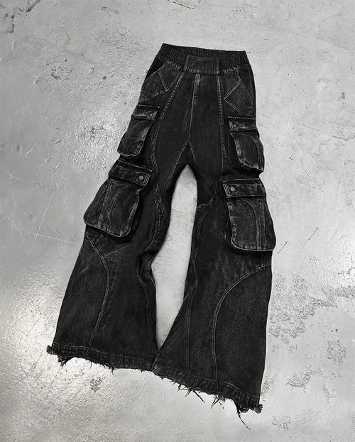 2024 New Gothic Retro Jeans for Men Wide Leg Straight Black Y2k Baggy - Jeetskee