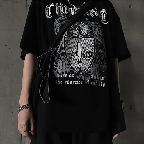 T Shirt for Men Dark Print T-shirts Men's clothing Gothic Fashion - Jeetskee