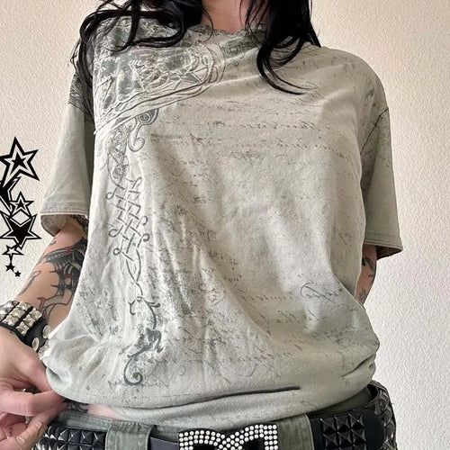 2000s Retro Aesthetic Baggy Tops Y2K Emo Star Graphic Oversized