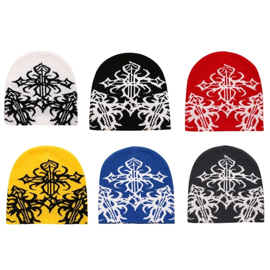 Q0KE Slouchy Cotton  Winter Warm Skull Cap Knitted Beanie Y2k - Jeetskee