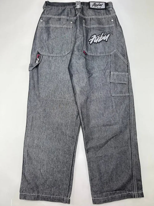 New Harajuku Fashion Cargo Pants Women FUBU Jeans Y2k Baggy Jeans - Jeetskee